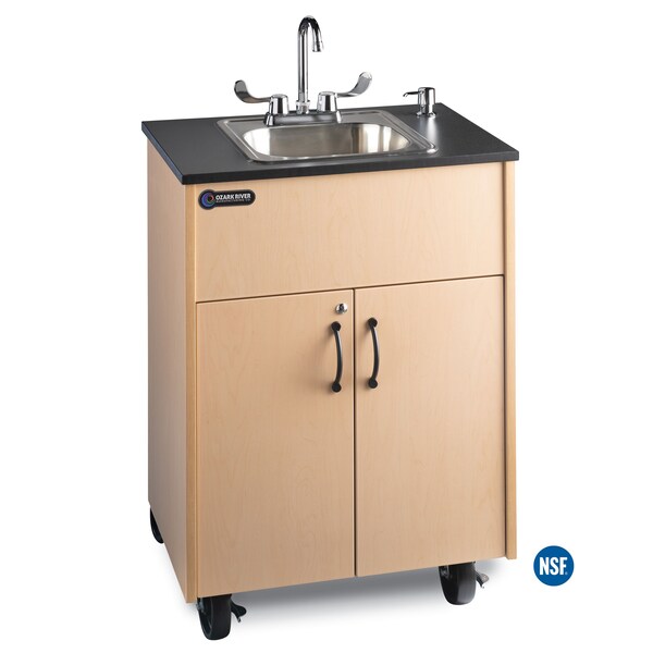 Ozark River Mfg Premier Maple Hot & Cold Water Portable Sink w/Laminate Top ADSTM-LM-SS1N - main